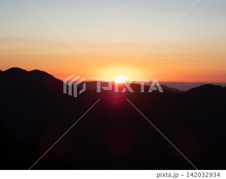 台湾最高峰、玉山登山ルートの風景 142032934