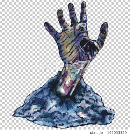 Creepy Zombie Hand Rising from the Ground 142033529