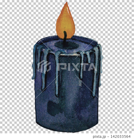 Blue Halloween Candle with Burning Flame 142033564