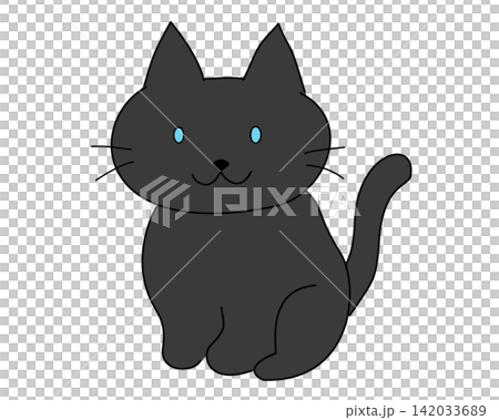 Sitting Black Cat Simple Sitting Black Cat Simple 142033689