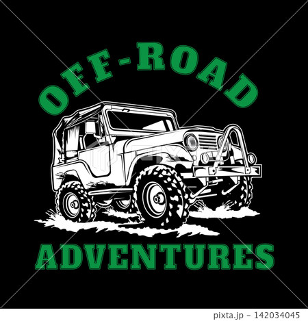 Off road Adventure vehicle vector illustration, perfect for t shirt design and event logo Off road Adventure vehicle vector illustration, perfect for t shirt design and event logo 142034045