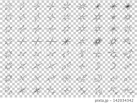 簡單的閃光插畫素材、背景插畫素材、線描 簡單的閃光插畫素材、背景插畫素材、線描 142034342