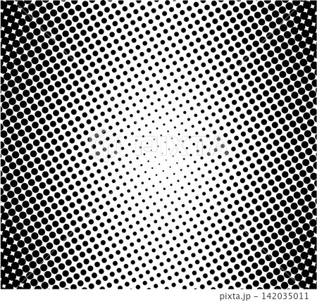 abstract black and white halftone dot pattern vector background with gradient radial effect 142035011