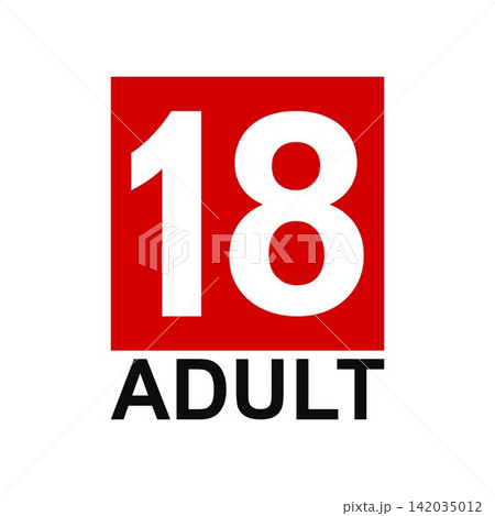 red square 18 adult content rating vector icon for game classification and media advisory sign red square 18 adult content rating vector icon for game classification and media advisory sign 142035012