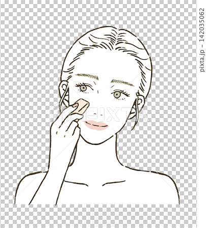 Illustration set of the upper body of a woman who makes beauty makeup Illustration set of the upper body of a woman who makes beauty makeup 142035062