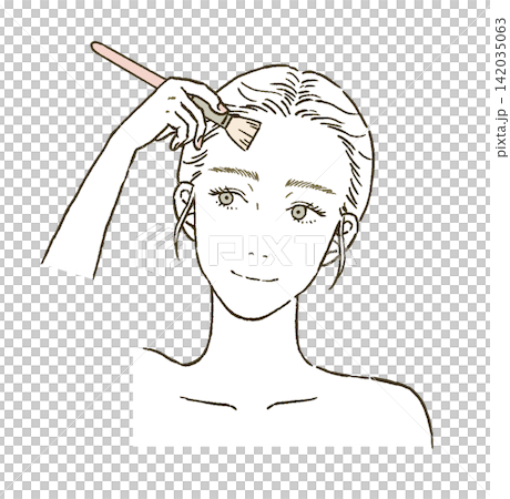 ビューティー メイクする女性の上半身のイラストレーションセット ビューティー メイクする女性の上半身のイラストレーションセット 142035063