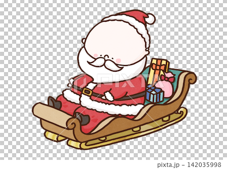 Santa Claus (Christmas) riding in a sleigh loaded with lots of presents. Santa Claus (Christmas) riding in a sleigh loaded with lots of presents. 142035998