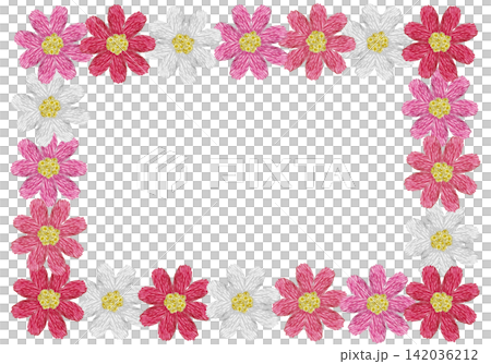 【波斯菊橫框】手工刺繡插畫素材 【波斯菊橫框】手工刺繡插畫素材 142036212