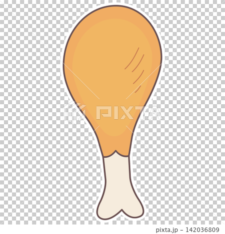 Flat style sticker illustration of a roasted chicken drumstick isolated on transparent background. Cooked poultry meat leg clip art graphic icon design element for food asset. Flat style sticker illustration of a roasted chicken drumstick isolated on transparent background. Cooked poultry meat leg clip art graphic icon design element for food asset. 142036809