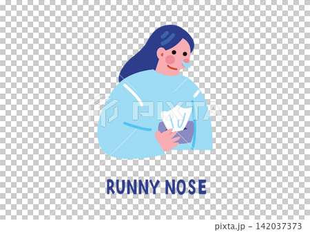 Illustrations depicting poor health: runny nose 142037373