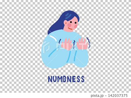 Illustration depicting poor health: numbness in the hands Illustration depicting poor health: numbness in the hands 142037375