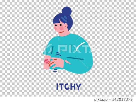 健康狀況不佳的圖示:搔癢 健康狀況不佳的圖示:搔癢 142037378
