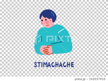 Illustrations depicting poor health: stomach ache Illustrations depicting poor health: stomach ache 142037410