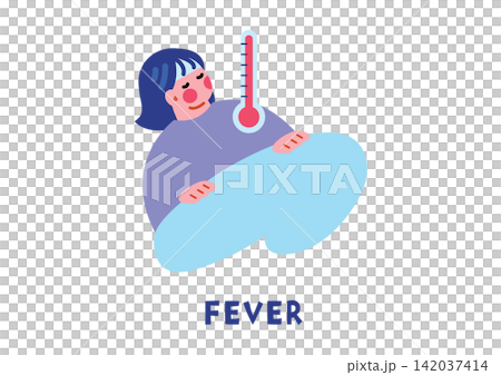 体調不良を表すイラスト　発熱 142037414