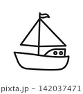hand drawn sailboat icon black line vector illustration 142037471