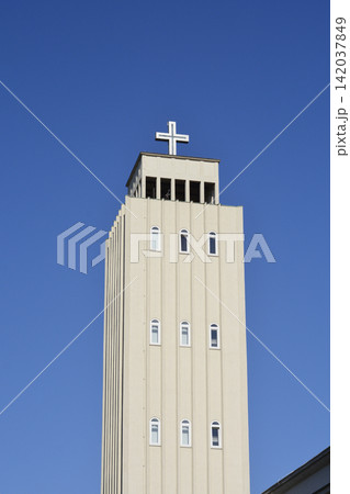 Tall bell tower of Church of Blessed Virgin Mary Help of Christians in Zagreb Tall bell tower of Church of Blessed Virgin Mary Help of Christians in Zagreb 142037849