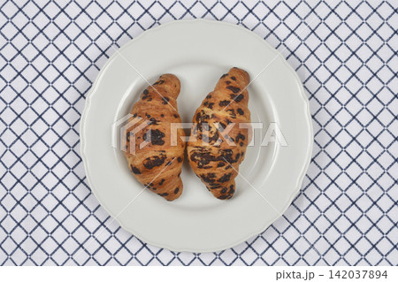 Two Chocolate Croissants Two Chocolate Croissants 142037894