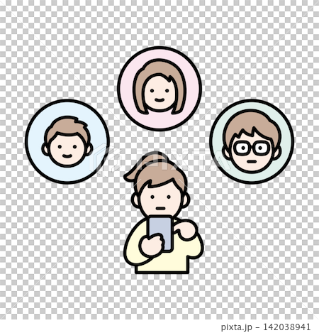安否確認・連絡をする女性 安否確認・連絡をする女性 142038941