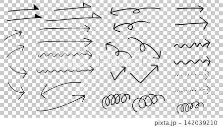 Hand-drawn style arrow set (black) Hand-drawn style arrow set (black) 142039210
