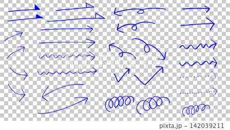 Hand-drawn style arrow set (blue) Hand-drawn style arrow set (blue) 142039211
