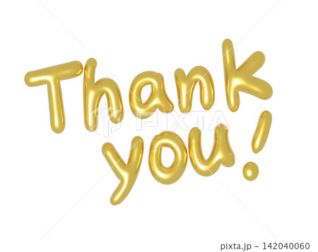 ゴールドのぷっくり手書き風「Thank you!」立体文字ロゴ 透過PNG ゴールドのぷっくり手書き風「Thank you!」立体文字ロゴ 透過PNG 142040060
