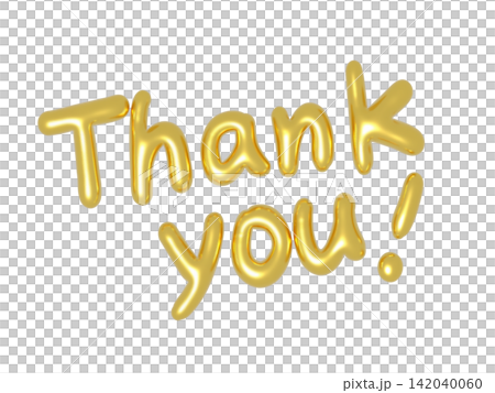 ゴールドのぷっくり手書き風「Thank you!」立体文字ロゴ 透過PNG ゴールドのぷっくり手書き風「Thank you!」立体文字ロゴ 透過PNG 142040060