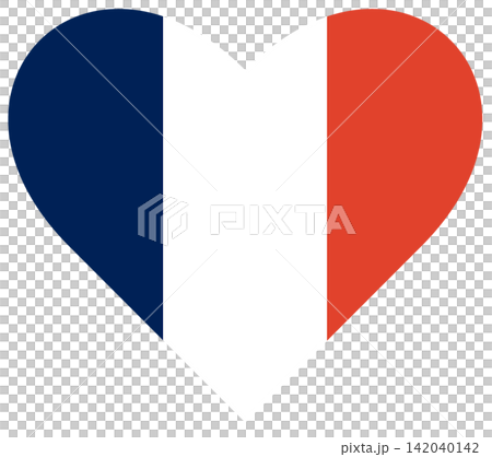 Flag of France isolated in heart shape, banner, logo. Flag of France isolated in heart shape, banner, logo. 142040142