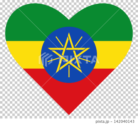 Flag of Ethiopia isolated in heart shape. Flag of Ethiopia isolated in heart shape. 142040143
