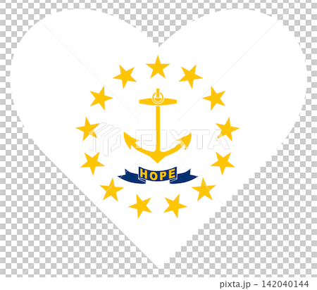 Fag of Rhode Island isolated in heart shape. Fag of Rhode Island isolated in heart shape. 142040144