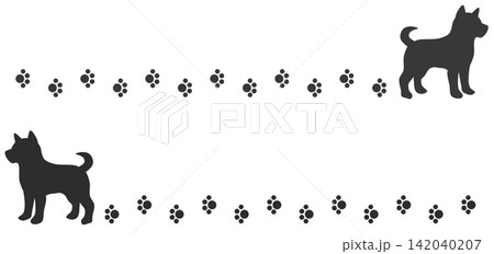 可愛いペットの愛犬が散歩で歩いている肉球イラスト 142040207
