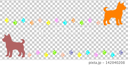 一幅可愛的插圖，描繪了一隻寵物狗外出散步時留下的爪印。 142040208