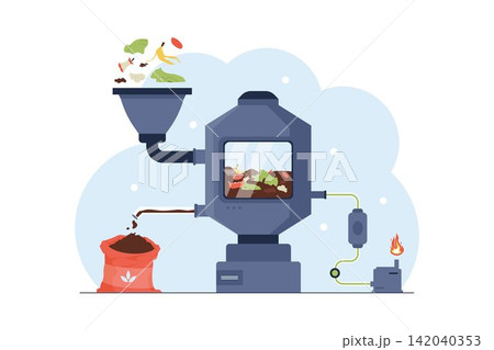 Organic Compost Bio-Digester Reactor Flat Vector Illustration Organic Compost Bio-Digester Reactor Flat Vector Illustration 142040353