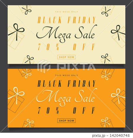 black friday sale horizontal banner set with gift box pattern vector illustration black friday sale horizontal banner set with gift box pattern vector illustration 142040748