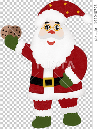 santa claus holding cookie santa claus holding cookie 142040798