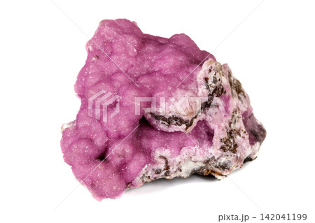 Macro stone cobalt calcite mineral on white background Macro stone cobalt calcite mineral on white background 142041199