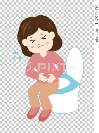 一名女子坐在馬桶上,痛苦地抱著肚子。 一名女子坐在馬桶上,痛苦地抱著肚子。 142041459