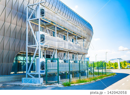 Air compressors installed on building, air conditioning system Air compressors installed on building, air conditioning system 142042058