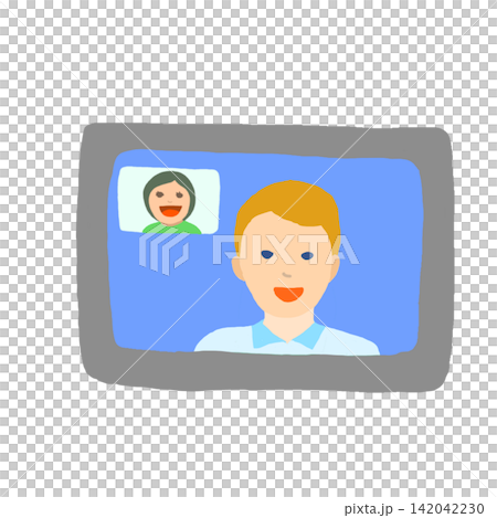 Screenshot of an online meeting with a foreigner Screenshot of an online meeting with a foreigner 142042230