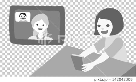 オンライン英会話をする女の子 142042309