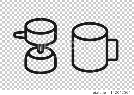 Line art icons of Sierra cups and mugs Line art icons of Sierra cups and mugs 142042564
