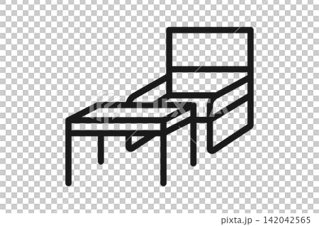 Line art icons of outdoor chairs and camping tables Line art icons of outdoor chairs and camping tables 142042565