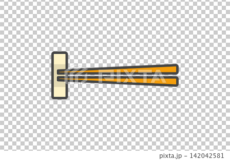 An illustration of chopsticks placed on a chopstick rest (orange) An illustration of chopsticks placed on a chopstick rest (orange) 142042581