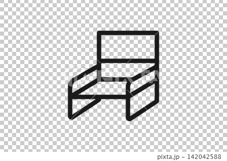 Line art icon of an outdoor chair Line art icon of an outdoor chair 142042588