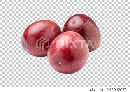 Three cutout images of passion fruit from Kagoshima Prefecture in PNG format. Three cutout images of passion fruit from Kagoshima Prefecture in PNG format. 142042673