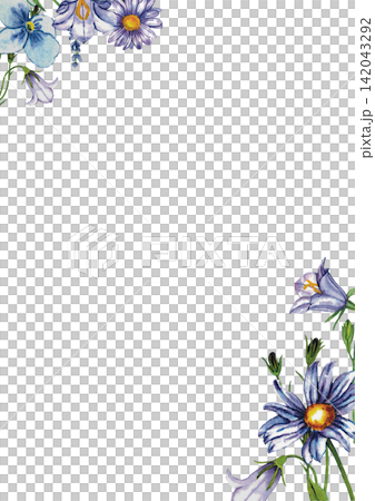 Blue Daisy Floral Corner Frame 142043292