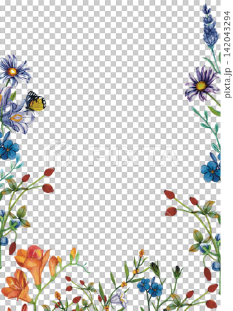Full Floral Corner Border Full Floral Corner Border 142043294
