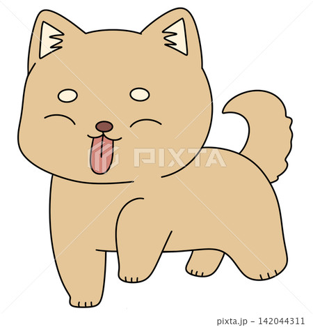 Cute cartoon dog winks, tongue out Cute cartoon dog winks, tongue out 142044311