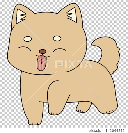 Cute cartoon dog winks, tongue out Cute cartoon dog winks, tongue out 142044311