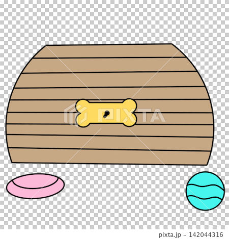 Wooden pet bed with yellow bone emblem Wooden pet bed with yellow bone emblem 142044316