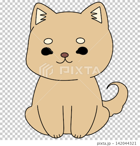 Cute cartoon cat sits with soft, rounded features Cute cartoon cat sits with soft, rounded features 142044321